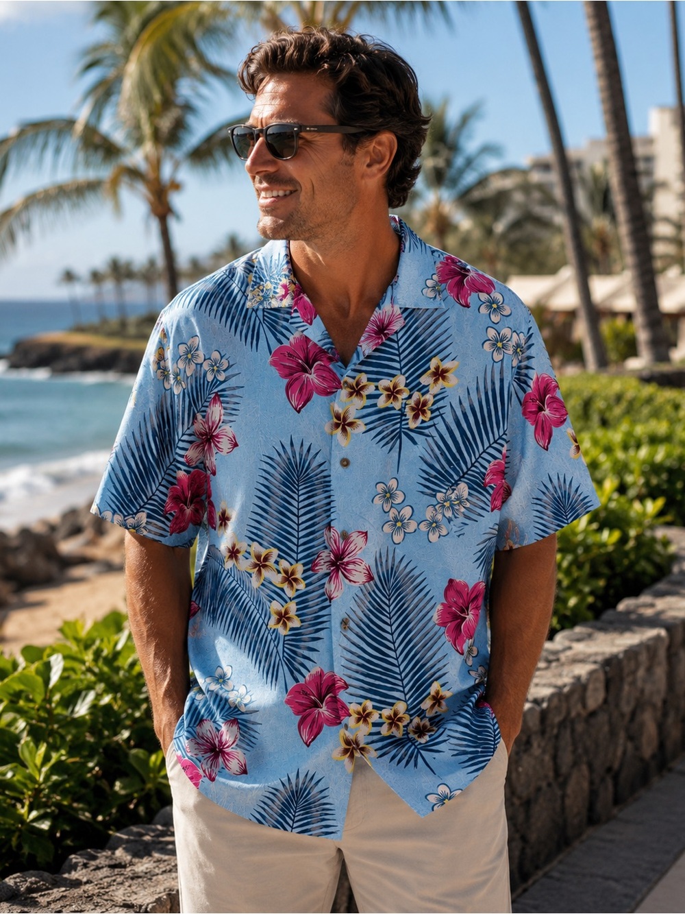 Tommy Bahama Tropical Floral Hawaiian Camp Shirt Men’s Large